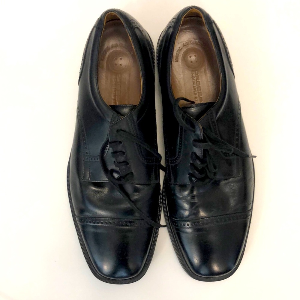 Rockport 9.5W Shoes Black Leather Oxford Lace up cap toe Excellent Condition